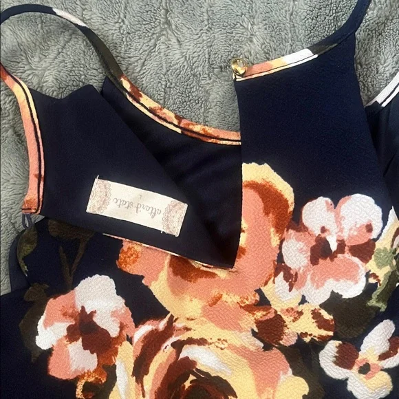 Altar'd State Navy Halter Dress with Peach & Pink Floral Print - Picture 4 of 6